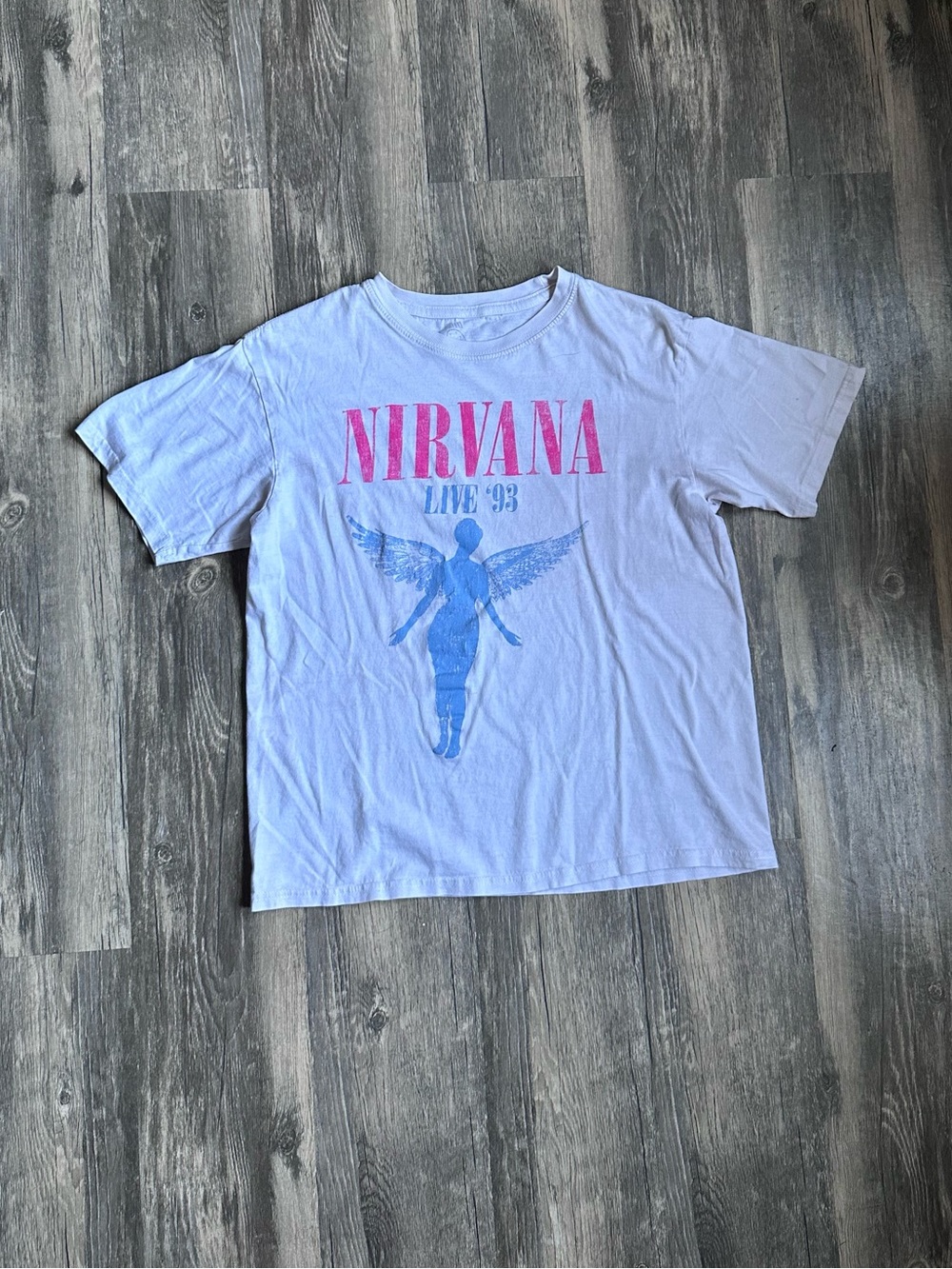 Nirvana Live 93 in Utero Angel White Graphic Tee Size S Grunge Band Tee